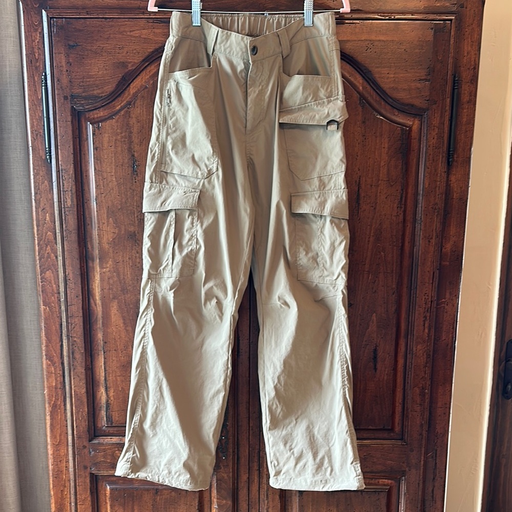 Womens Cargo Pants in Khaki - Lightweight Utility Pants. Wide Leg